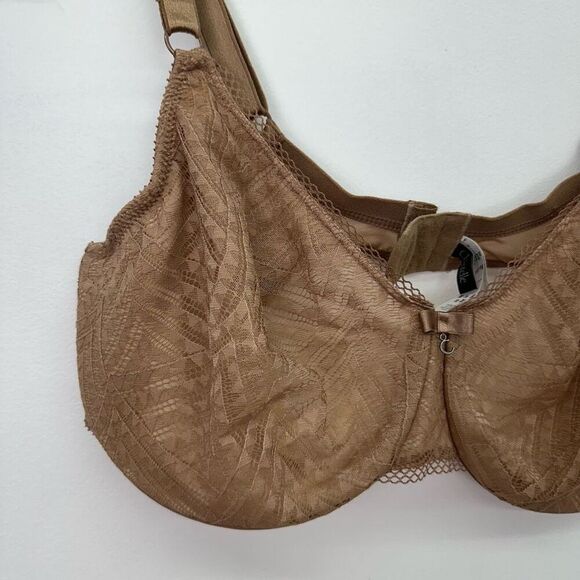 Chantelle Women’s Tan Teracotta Lace Illusion Seamless Unlined Underwire Bra - Picture 10 of 12